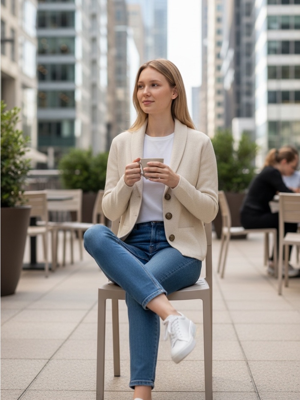 NEW: AQUA CASHMERE Cream Button-down Shawl Collar Cardigan 100% Cashmere